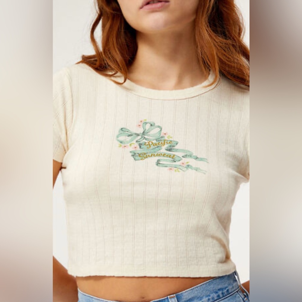 Pacific Sunwear Small Ribbon Pointelle T-shirt